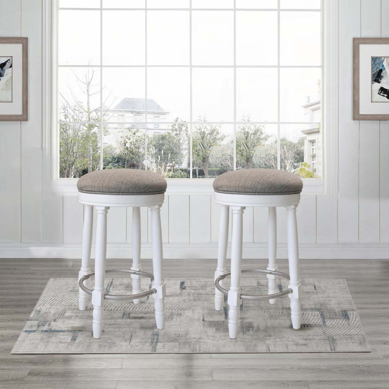 Tabouret de bar pivotant à 360 °, Brun, Blanc