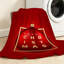 Jeté en flanelle rouge ultra doux, boule de Noël avec imprimé doré simple-131510033