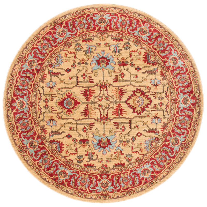 Tapis oriental en polypropylène tissé à la machine Rectangle Angeluis, Rond 6 pi 7 po