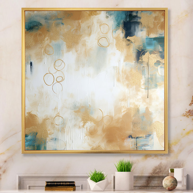 Impressions d'art murales dorées «Daydreames II», 16" H x 16" W, Cadre flottant doré