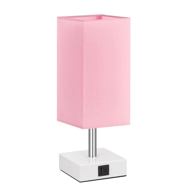 Lampe de table tactile avec 2 ports de charge USB, Rose, Blanc