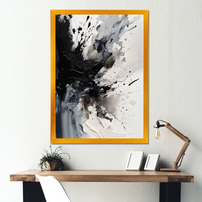 «Black Textured Splash Paint Art IV», art abstrait sur toile