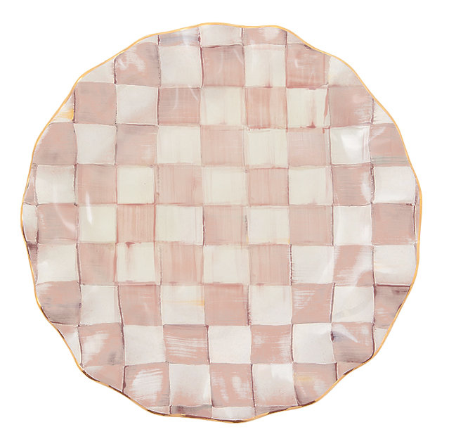 Rosy Check Ceramic Fluted Dinner Plate