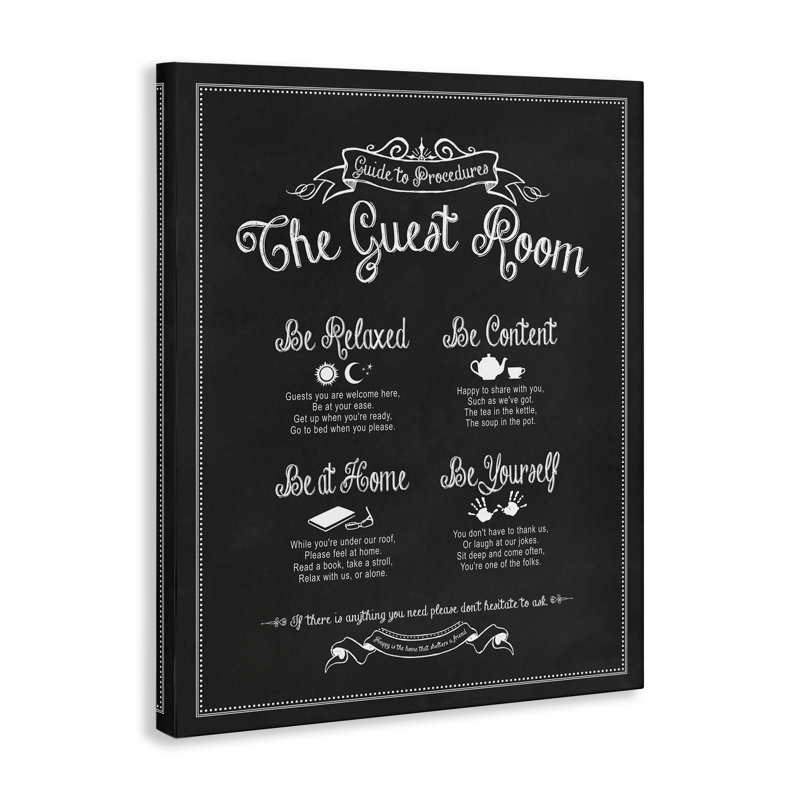 Le guide de chambre d'invités par Lettered and Lined - reproduction d'art textuel sur toile, H 20 po x l 16 po