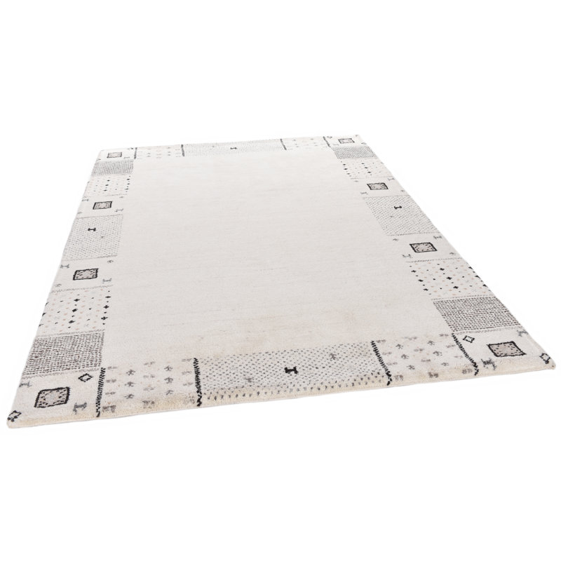 Hand Hooked Wool Beige Rug, Rectangular 250 x 300cm