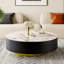 Daniel-Jack Drum Coffee Table, Sintered Stone Top, 2 Solid Wood Drawers, Fully-Assembled-161315301-176952455
