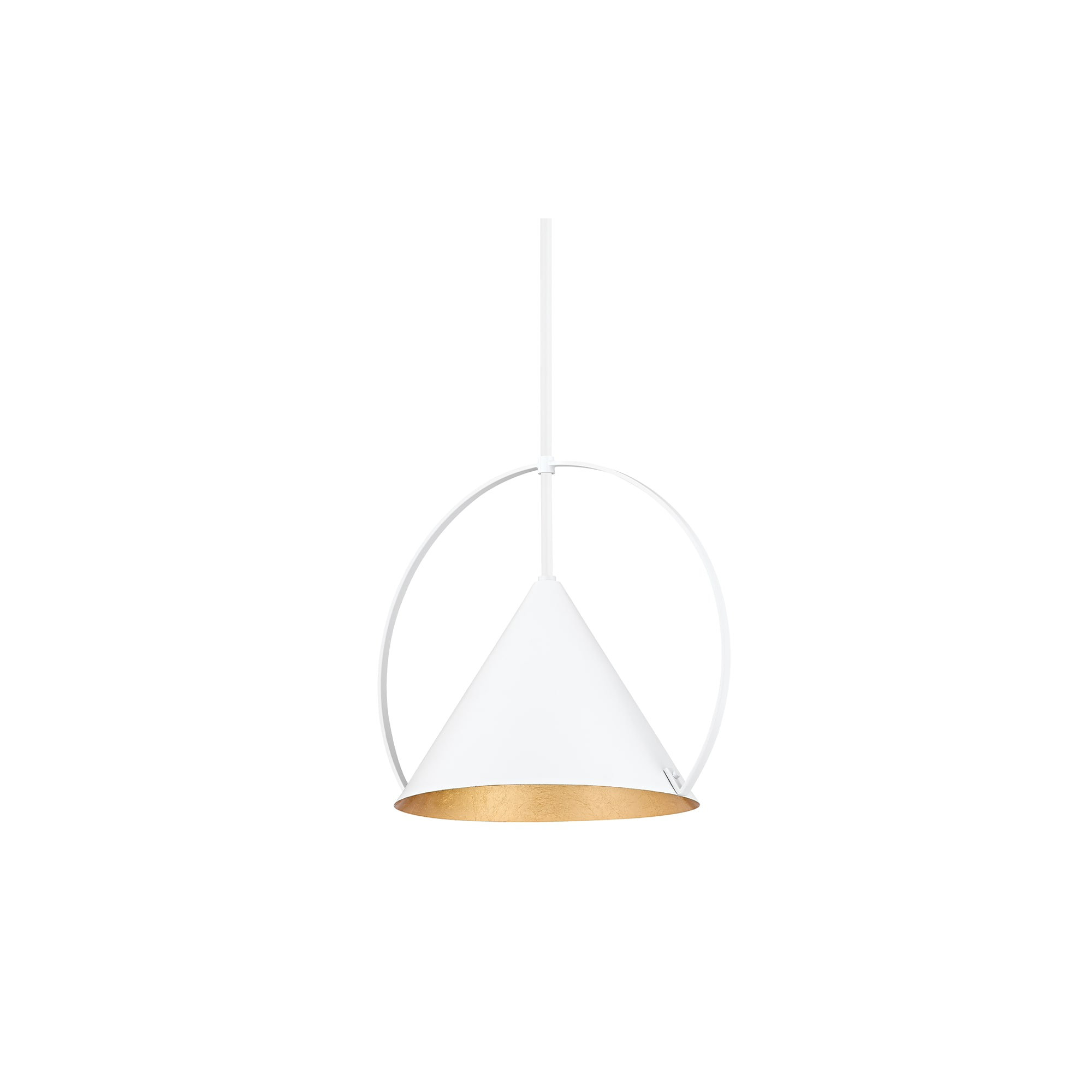 Nicholaus Single Light Metal Dimmable Pendant, White / Gold, 15.25" H x 18" W x 18" D