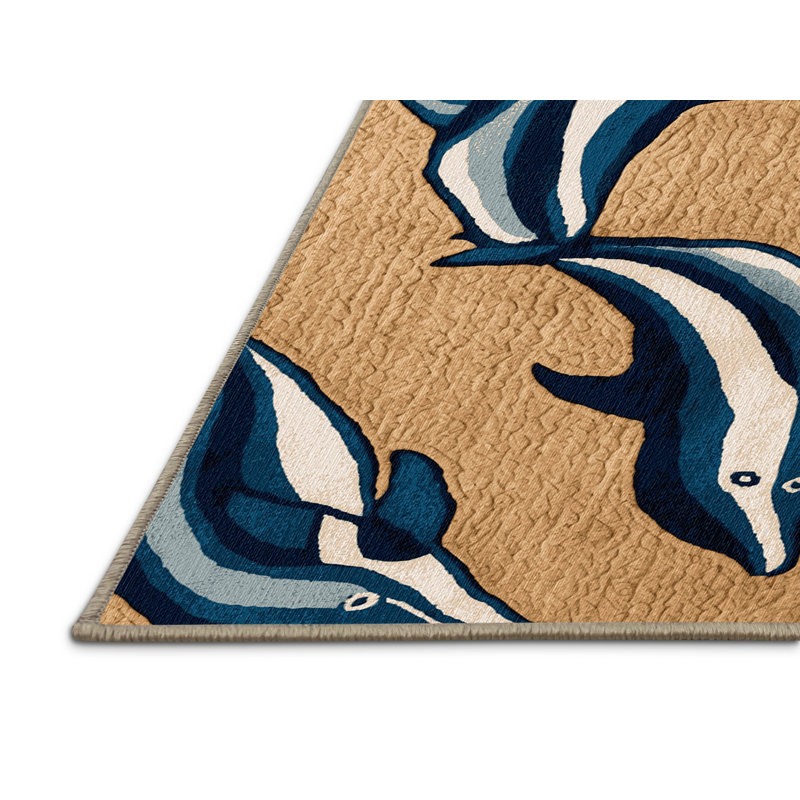  Tapis hawaïen lavable Dolphins, Rond 3 pi