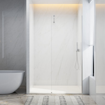 36" W x 76" H Frameless Single Panel Shower Door, 3/8" 10mm Tempered Glass, Chrome