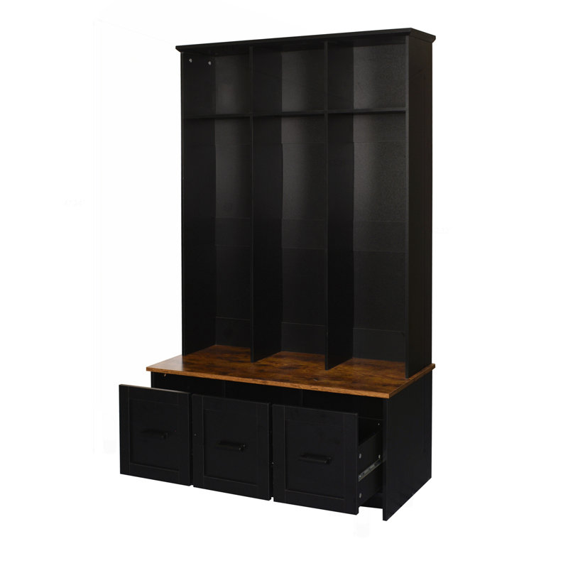 Versatile Hall Tree with Multiple Storage Options for Various Rooms, Black
