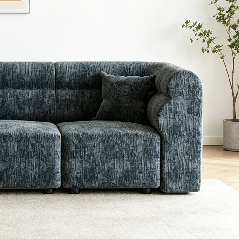 Canapé French Light Luxury, Chenille bleu
