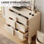 Ensemble de commode 3 tiroirs pour chambre à coucher de 2, commode de style Mid-Century moderne, rangement en bois avec 6 tiroirs pour le salon de la chambre à coucher-1880927082