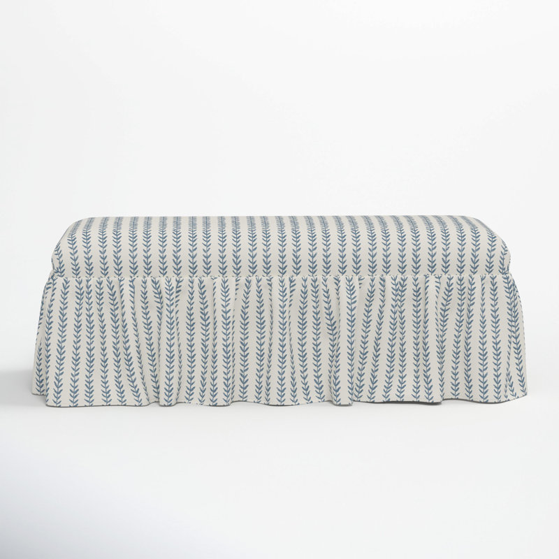 Nia Ruffle Dining Bench, Vine Stripe Dusty Blue