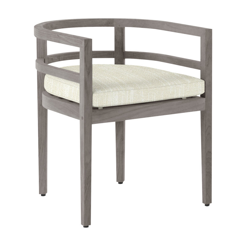 Chaise avec accoudoirs en teck Santa Barbara - Huître, Pas de soudure, Rollo crème, Teck huître