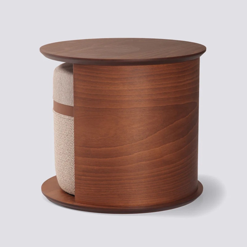 Mono Kangaroo Solid Wood End Table, Light Walnut/Gray
