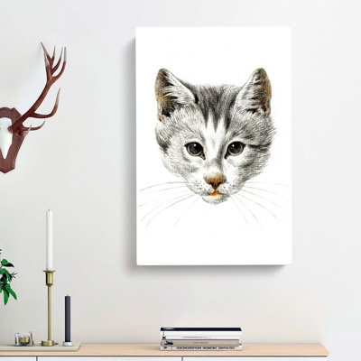 Cat Portrait by Jean Bernard - Wrapped Canvas Drawing - Wrapped Canvas