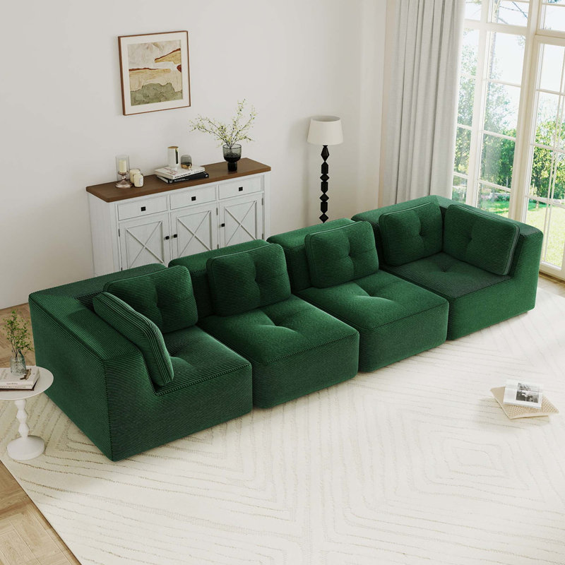 Canapé modulaire moderne avec assise profonde et sans assemblage, Brun, H 27,1 po x l 151,9 po x P 40,9 po