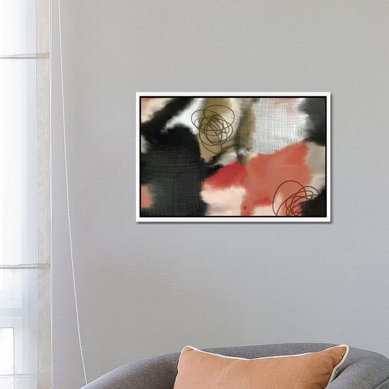 T-Rex Defeating A Spinosaurus Dinosaur In Battle by Aram Papazyan - Graphic Art on Canvas, White Framed