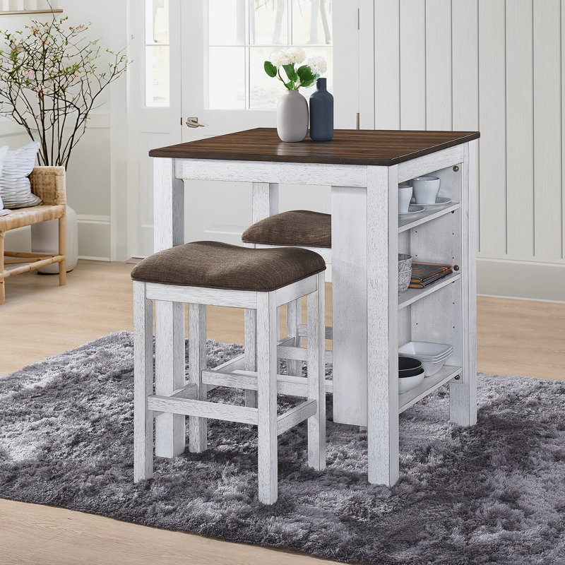 Ensemble de table de salle à manger 3 pièces avec espace de rangement pour les petits espaces