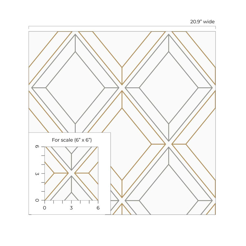 Rouleau de papier peint L 33 pi x l 20,9 po Vicente Linework Gem, Argent métallique / or