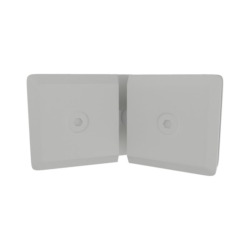 Pince de traverse biseautée verre à verre 135 degrés, 3/8 po et 1/2 po d'épaisseur, finition blanche, Blanc brillant