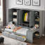 Lit de jour en bois avec bureau, armoires, tablettes ouvertes et tiroirs de rangement, lit multifonctionnel-40319212-40319123
