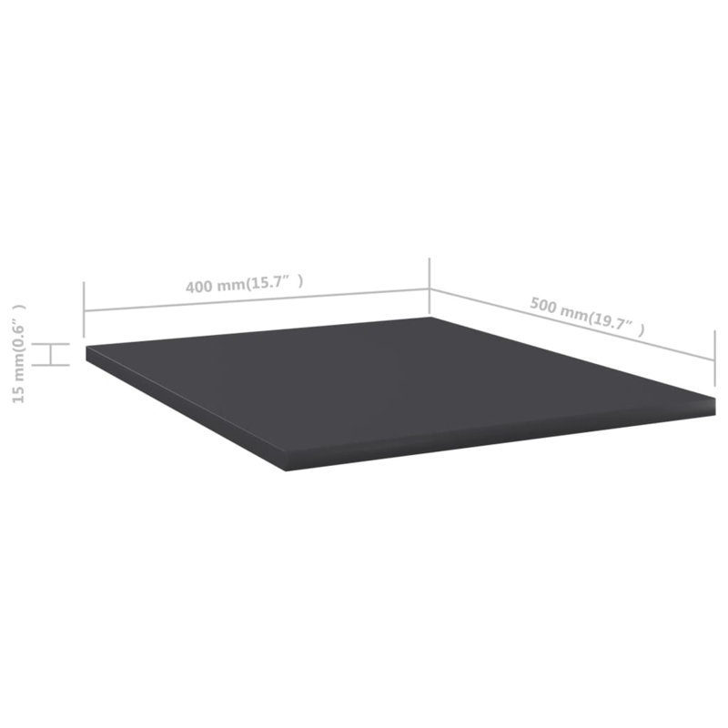 Bookshelf Boards 8 pcs Engineered Wood, Grey, (8 Shelves) 0.59" H x 15.75" W x 19.69" D