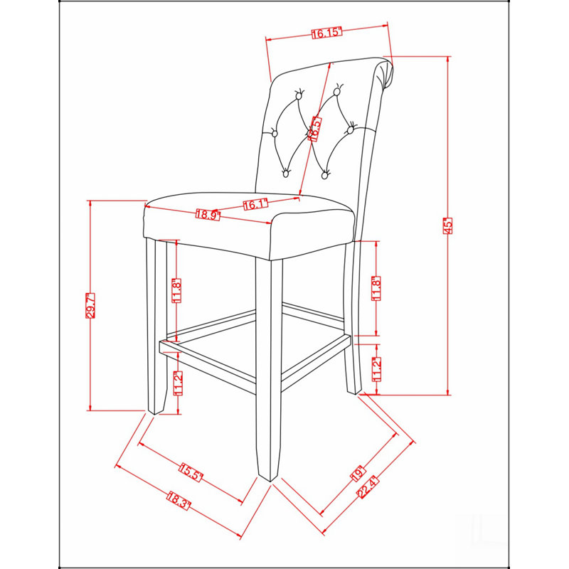 Tabouret de bar en bois massif Leviton, ensemble de 2