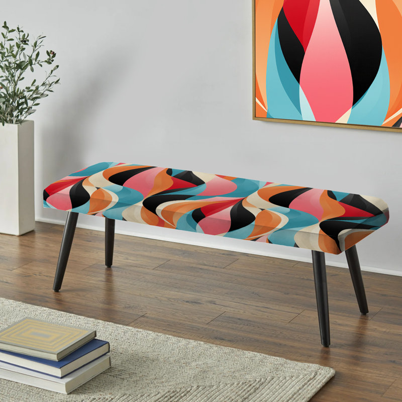 Banc rétro rembourré bleu et orange