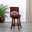 Tabouret pivotant à hauteur de comptoir séduisant de 24 po, cerisier, assise en tissu gris anthracite. Siège. Bois franc massif. Rotation à 360 degrés. Rembourrage en mousse confortable. Pieds évasés-1146475680-1146475684