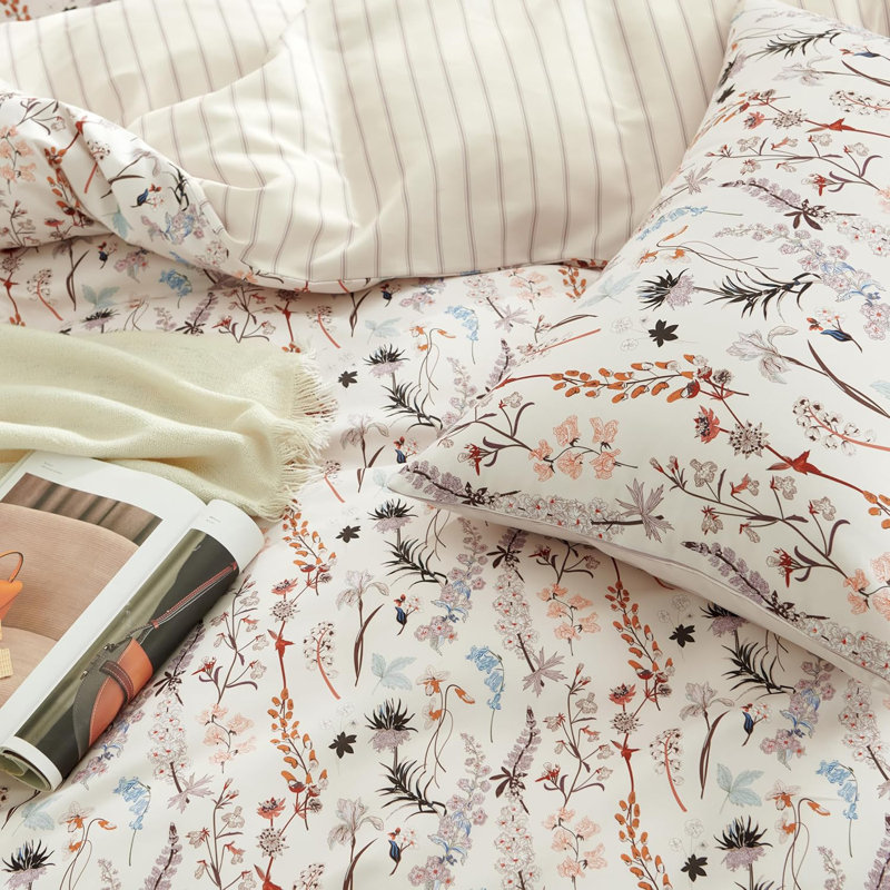 Housse de lit Flower Bedding, Housse de couette grand et 2 taies d'oreiller stan