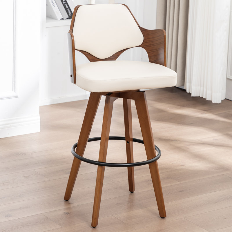Swivel Upholstered Counter Stool, Counter Stool (26.77" Seat Height), Beige