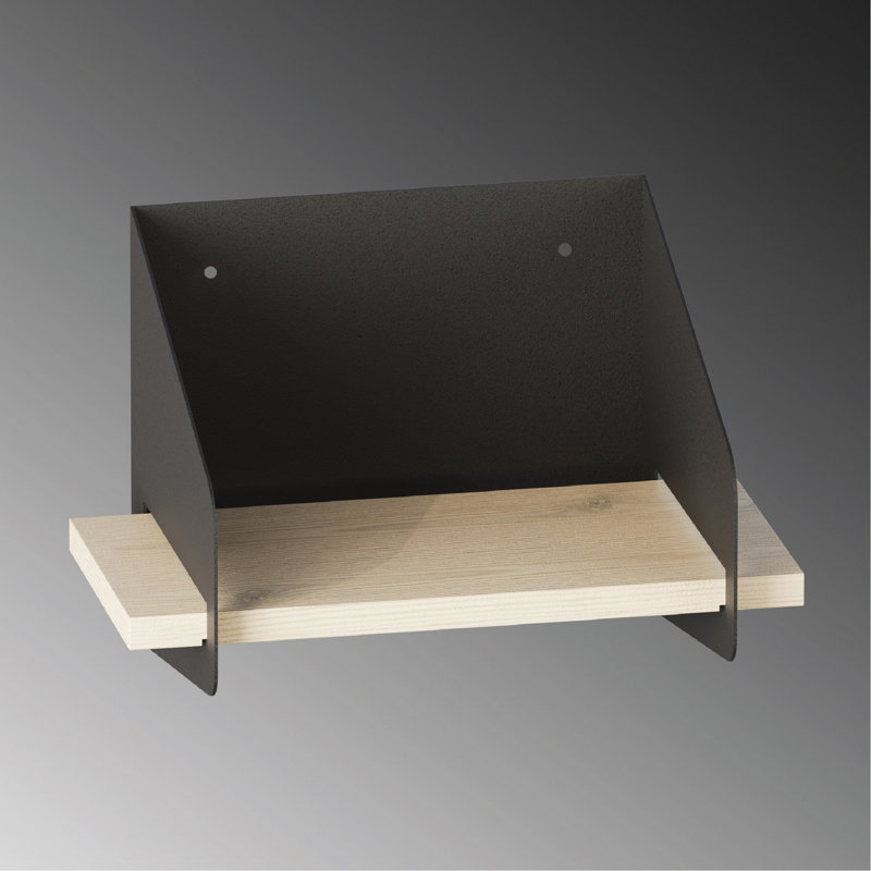 Locelso 100% WOODEN Floating Shelf, Black, 20cm H x 30cm W x 19cm D