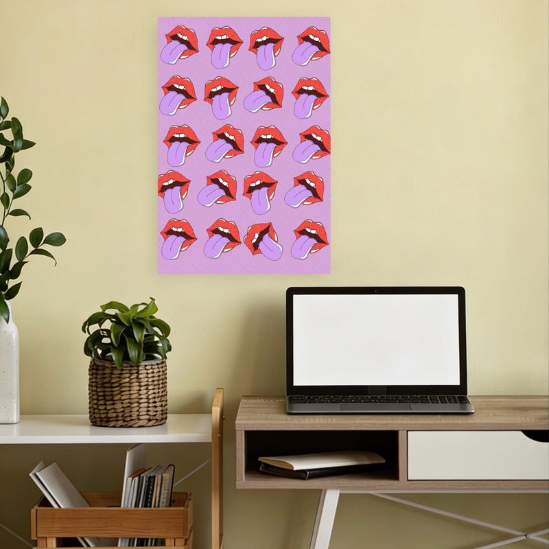 Reproduction d'art ludique moderne Pop Art Lips, 18" H x 12" W