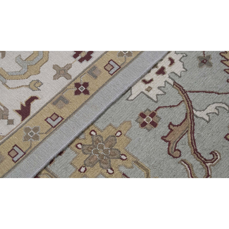 Sumak Wool Oriental Area Rug in Blue/Beige, Rectangle 9' x 12'