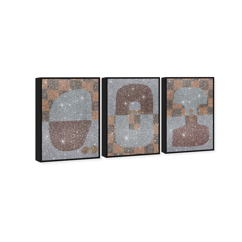 Checkered Dominos Set Set by Oliver Gal, 55" H x 37" W, Black Floater Frame