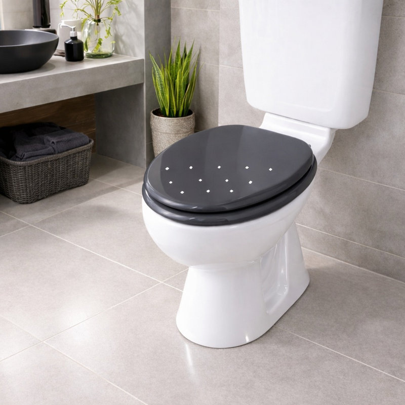 18'' Diamante Toilet Seat Black
