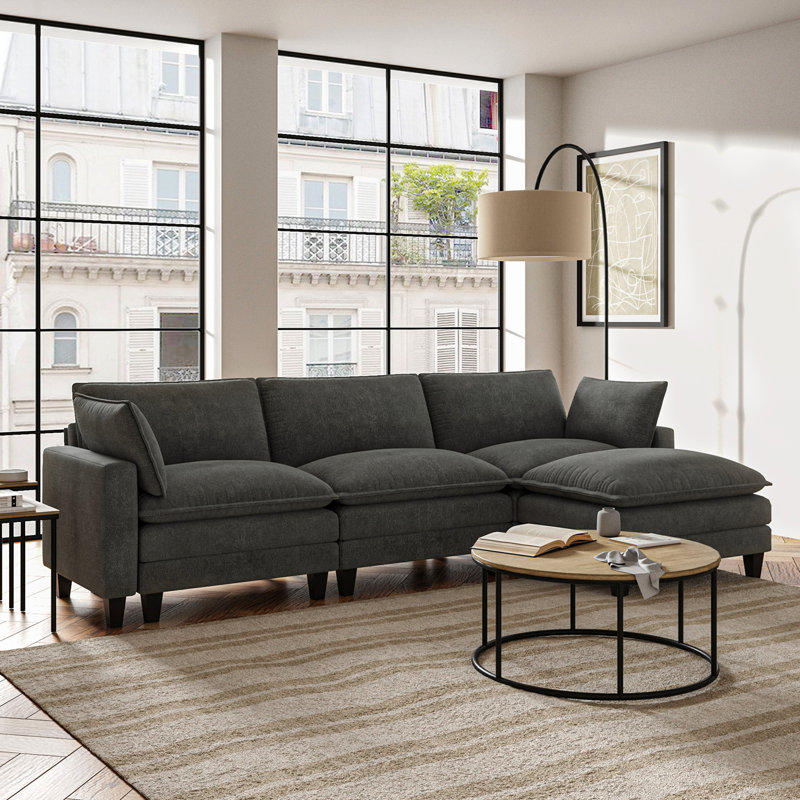 Canapé modulaire de 151,5 po de largeur, Polyester gris