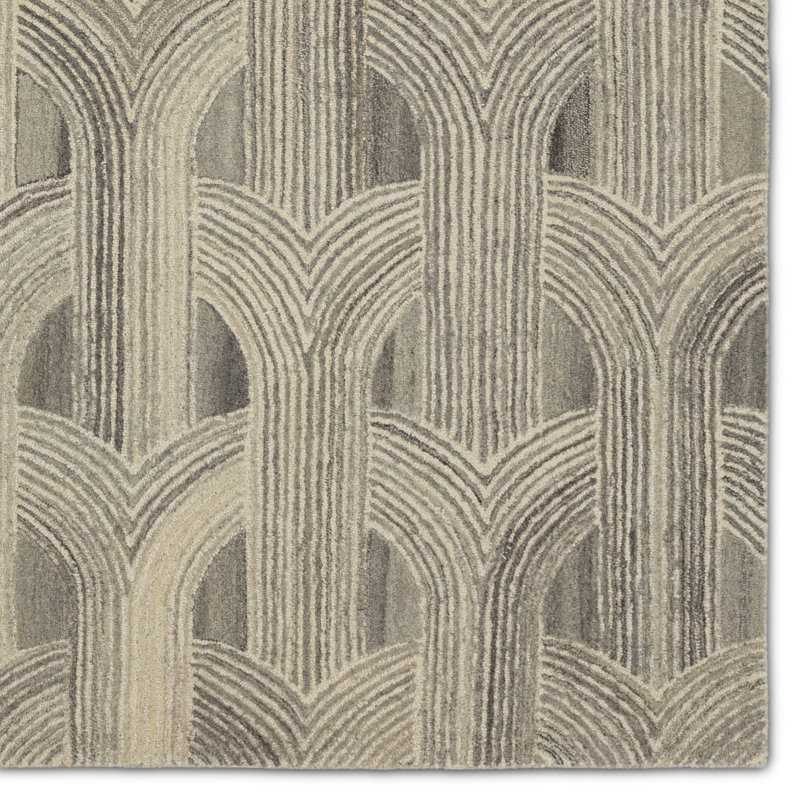Verde Home By Jaipur Living Manhattan PVH15 Handmade Geometric Taupe and Cream Area Rug (9'x12'), Rectangle 10' x 14'