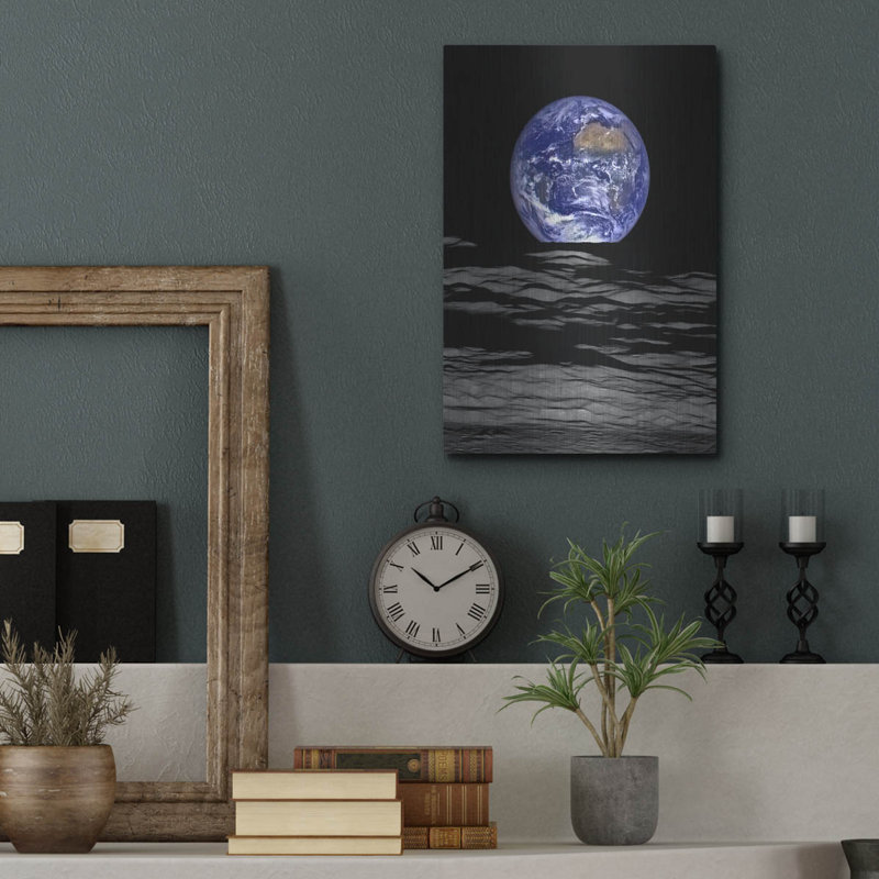 «Earth from Moon», art mural en métal, H 16 po x l 12 po