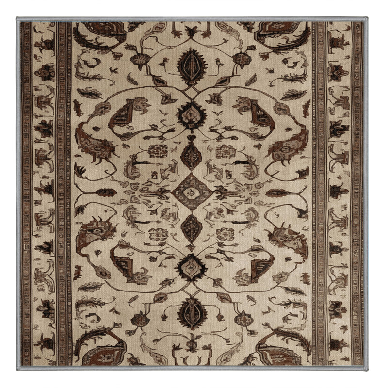 Machine Washable Persian Gray Area Rug, Square 4'
