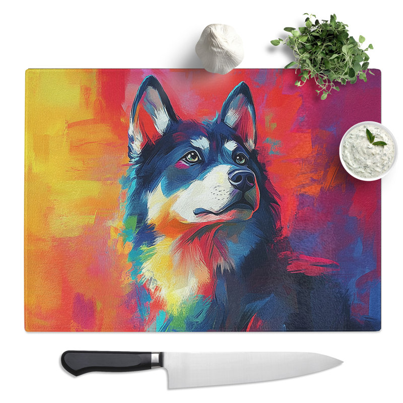 Husky Dog Vision  Glass Chopping Board