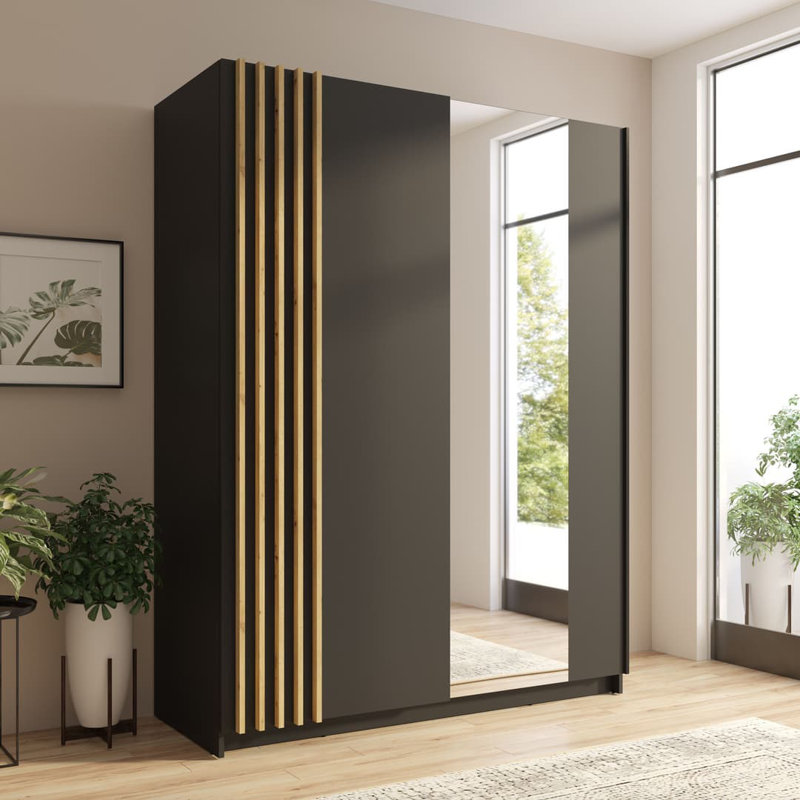 Baydero 2 Door Manufactured Wood Wardrobe, Natural/Black