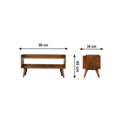 Uwais Solid Wood Open Storage Bench
