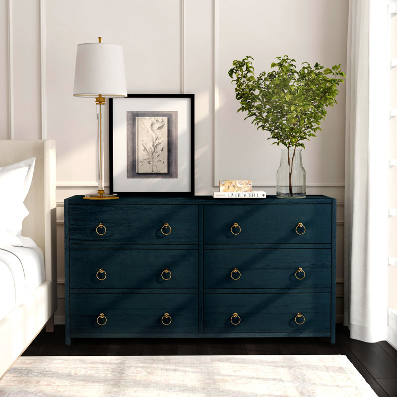 Elin 6 Drawer Dresser, Navy Blue