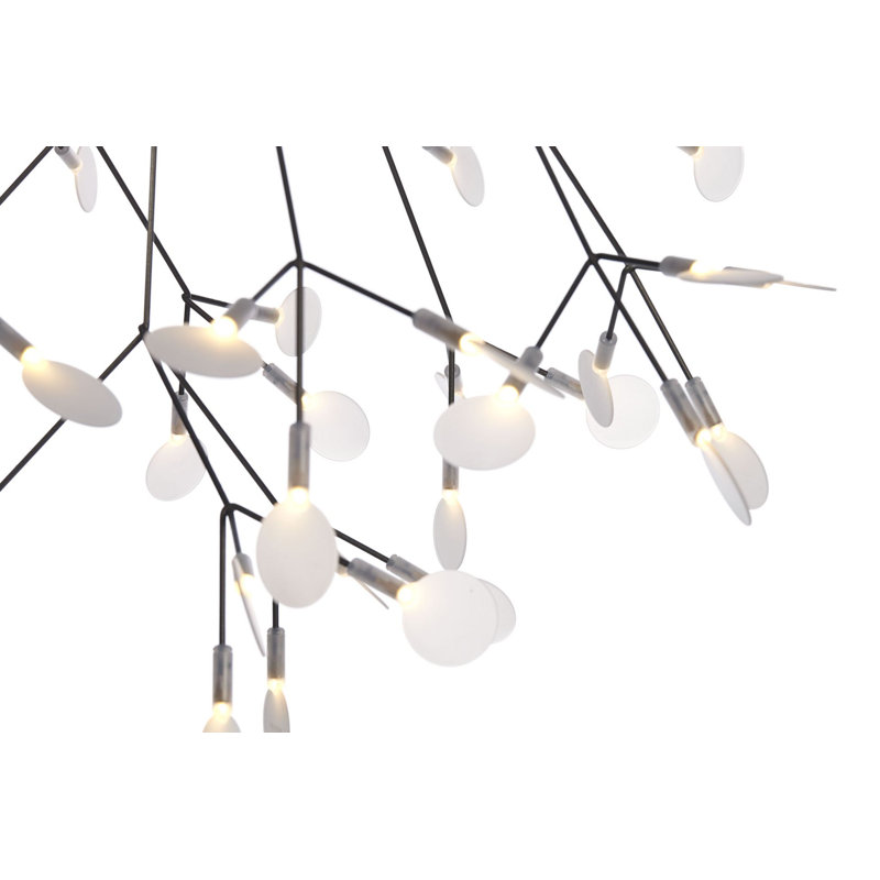 Heracleum III LED Chandelier, Nickel, 20.9" H x 28.3" W x 28.3" D, 157.5"