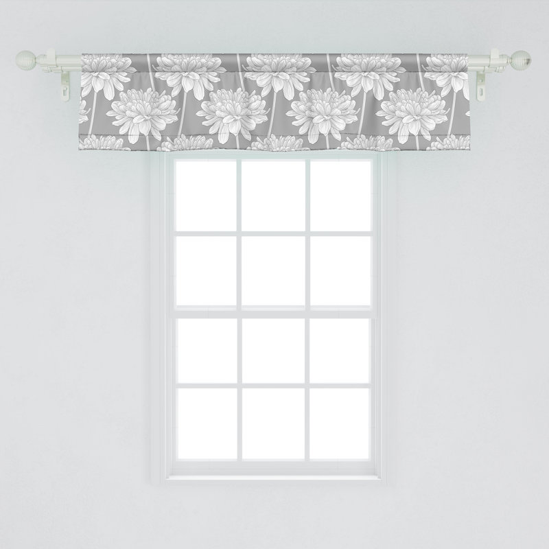 Ensemble de 2 cantonnières Ambesonne Dahlia gris pâle et blanc, L 42 po x L 18 po