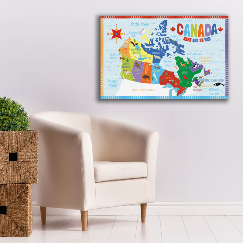«Canada Map» par Erin Clark, art mural sur toile, H 26 po x l 40 po x P 1,5 po