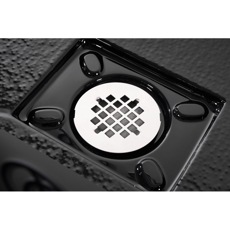Base de douche 60 po x 32 po en alcôve en acrylique noir brillant avec bonde centrale, bonde incluse, Noir lustré