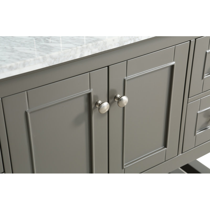 Mccombs 48'' Single Bathroom Vanity with Marble Top with Mirror, Distressed Gray